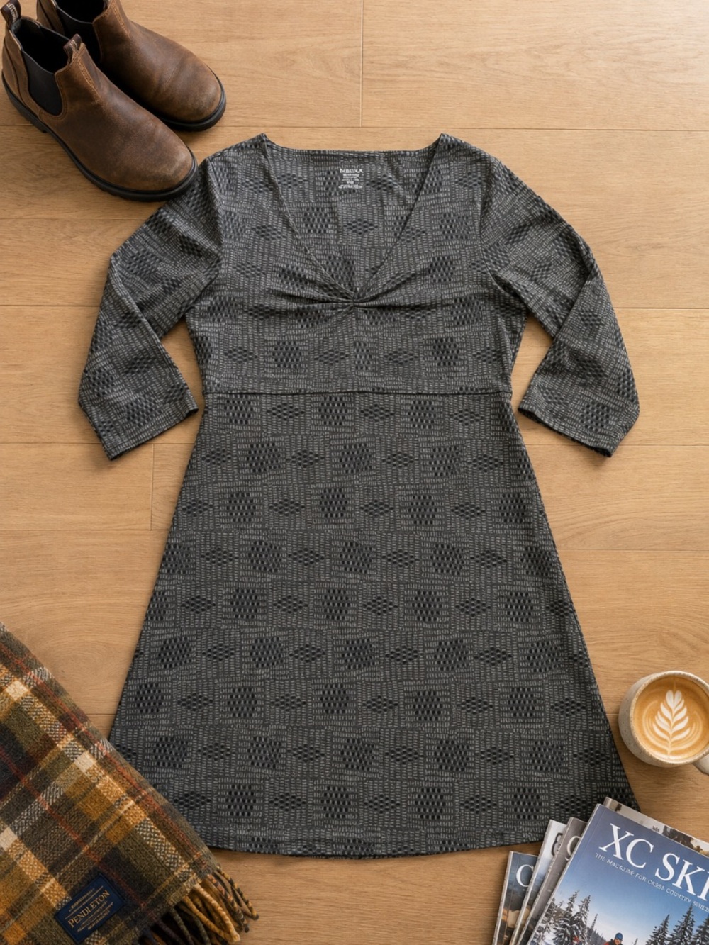Toad&Co Rosalinda Organic Cotton Knit Farmers Market Dress Earthy Green Womens M